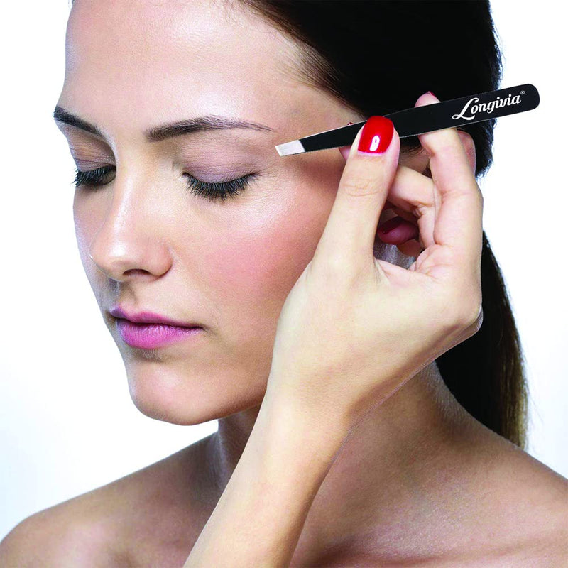 Longivia Slanted Tweezers For Eyebrow Plucking Professional Made Of High-Quality Stainless Steel Precision Pliers For Eyebrow Plucking And Hair Removal Tweezers Pincette Eyelashes Plucking Tweezers - NewNest Australia