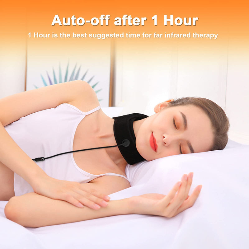 Neck Heat Pad - Neck Pain Relief by Far-Infrared Physical Therapy, USB Heated Neck Wrap with Adjustable Temperature, Perfect for Sore Neck and Muscle Pain Relief, Black - NewNest Australia