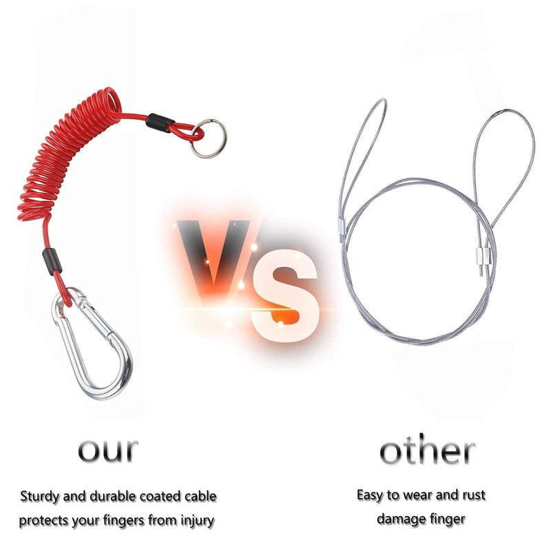2Pcs Breakaway Trailer Cable, Trailer Brake Cable, RV Stainless Steel Spring Towing Coiled Wire, Heavy Duty Steel Wire Extend to 4ft Coiled Safety Cables Strap for RV Towing Trailer - NewNest Australia