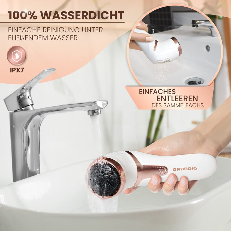 GRUNDIG electric callus remover to remove calluses - quickly beautiful feet - foot care set with high-performance battery I IPX7 foot pedi pedicure (callus remover), white - NewNest Australia