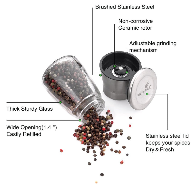 NewNest Australia - Pepper Grinder or Salt Shaker for Professional Chef - Best Spice Mill with Brushed Stainless Steel, Special Mark, Ceramic Blades and Adjustable Coarseness 2.5'' x 5.5'' 