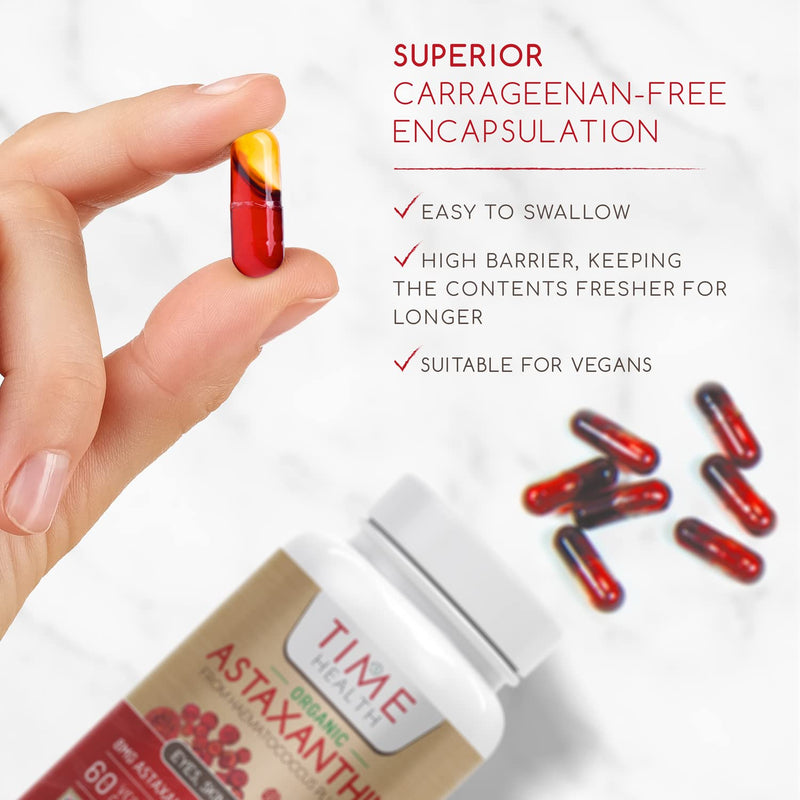 New: Organic Astaxanthin Oil 12mg - High Strength - Pure & Natural Astaxanthin - 60 Capsules - Carrageenan Free - Premium Algamo® Oil - Haematococcus Pluvialis - UK Made - Zero Additives - EU Source 60 Capsule Bottle - NewNest Australia