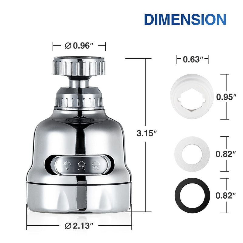2Pcs 3 Mode Adjustable Faucet Sprayer Attachment 360 Degree Rotating Faucet Aerator Kitchen Sink Tap Head Water Saving Extend Nozzle Chrome Plated Silver Tone - NewNest Australia