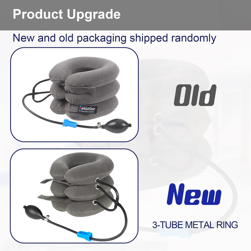 Cervical Neck Traction Device,Three Tube Quick Inflation,Relieves Neck Shoulder Pain,Effectively Corrects Bad Sitting Posture (Including Health Care Tutorial),Cervical Stent (Gray) Gray - NewNest Australia