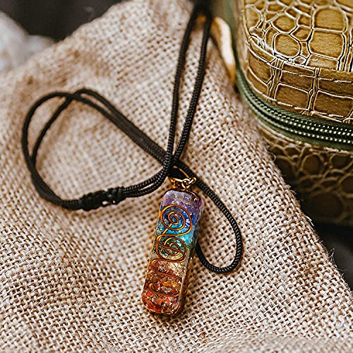 DEEPOW ANLACOCN Healing 7 Chakra Necklace with Rainbow Crystals Orgone Energy Generator for Balancing 7 Chakras, Meditation Yoga Spiritual Jewelry - NewNest Australia