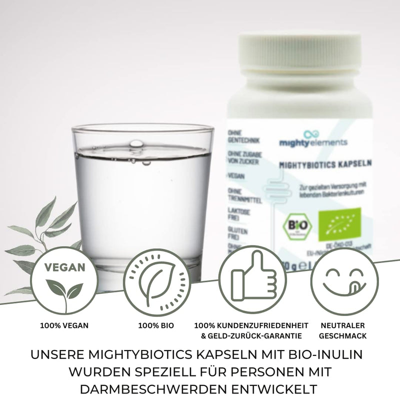 Mighty Elements Mightybiotics Capsules (60), Organic, Vegan, Probiotics, Prebiotics, Bacterial Strains, Bacterial Cultures, High Dosage, Natural, Tasteless, Lactose-Free - NewNest Australia