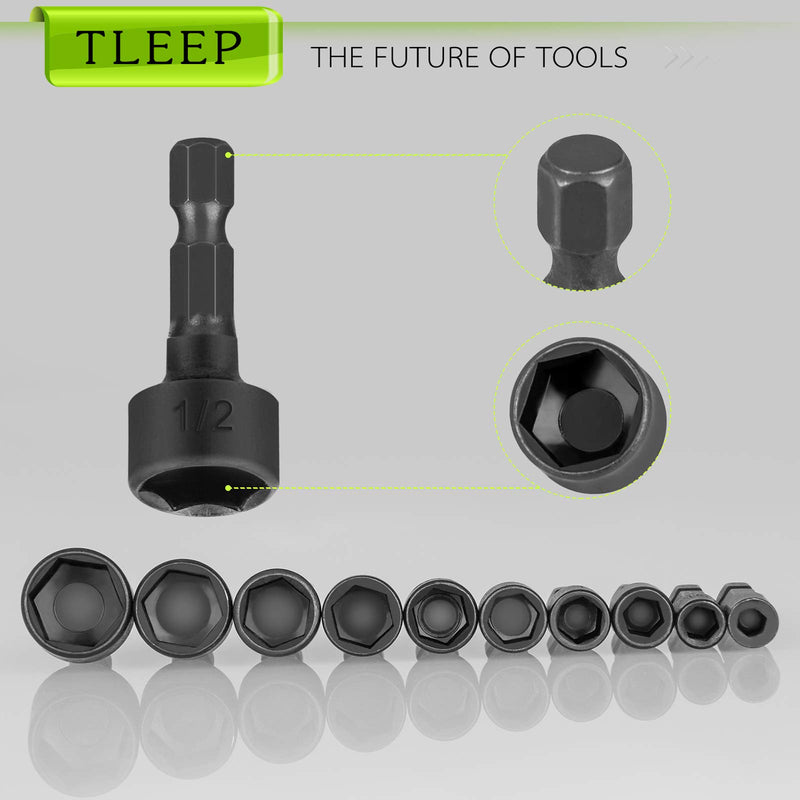 TLEEP 20 x Power Nut Driver Set for Impact Drill, 1/4” Hex Head Drill Bit Set SAE and Metric Screwdriver Socket Set, Chrome Vanadium Steel, Quick Change Chuck Socket Wrench Screw Impact Nutsetter 20 Drill Bits - NewNest Australia