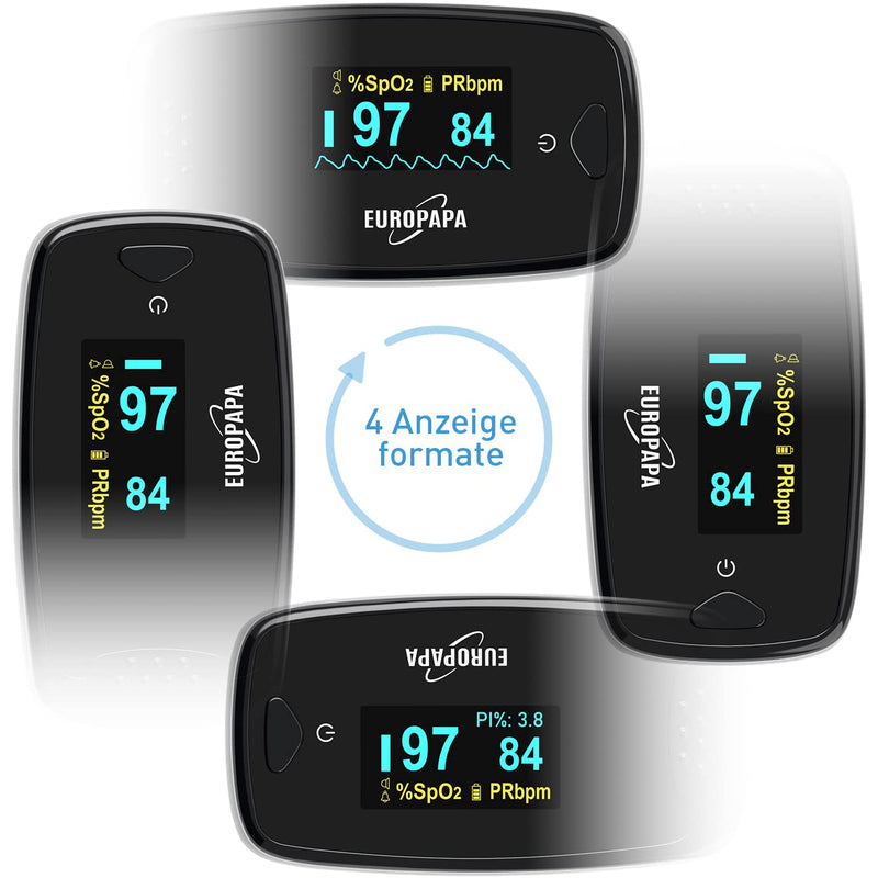 Europapa Pulse Oximeter, Finger Pulse Oximeter, Ideal For Quick Measurement Of Oxygen Saturation (Spo2), Simple Heart Rate Monitor For Adults, Oled Display (Black) - NewNest Australia
