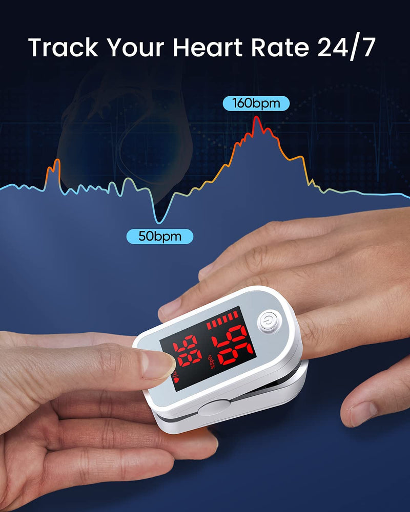 [2023] AILE Pulse Oximeter Oxygen Meter Adults Accurate Fast Easy Larger Red Screen Oxygen Monitor with Lanyard Blood Saturation Monitor -O2 Saturation Meter Pulse-Oximeter - NewNest Australia