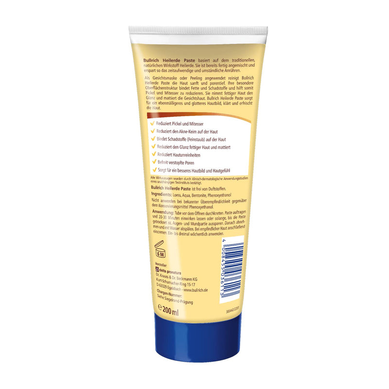 Bullrich Healing Clay Paste Ready to Use Supportive Aid for Acne and Oily Skin Muscle and Joint Discomfort Cellulite, Pack of 1 (1 x 200 g) - NewNest Australia