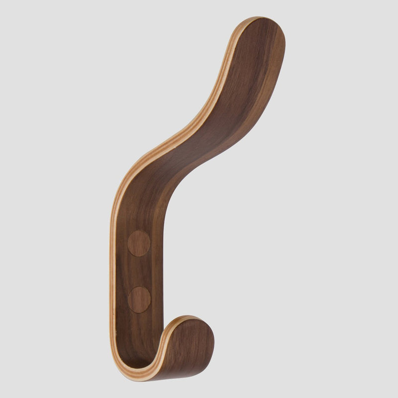 NewNest Australia - Plywood Wall Hooks Set of 4 Wood Coat Hooks Hanging Clothes Hats Robes Towels Walnut Wooden 