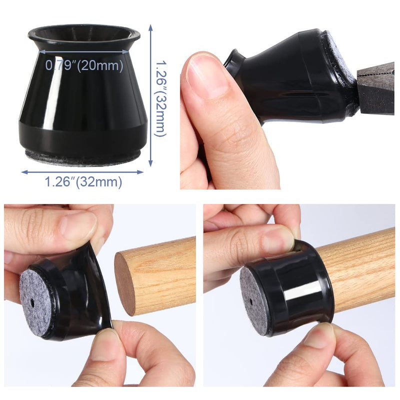 20 Pack Small Chair Leg Floor Protectors Silicone Covers to Protect Floors Felt Bottom Furniture Leg Non Slip Protector Pads Caps to Scratches and Reduce Noise Covers(Small-Black) S (Fit 0.8"-1.5") Black-20 Pcs - NewNest Australia