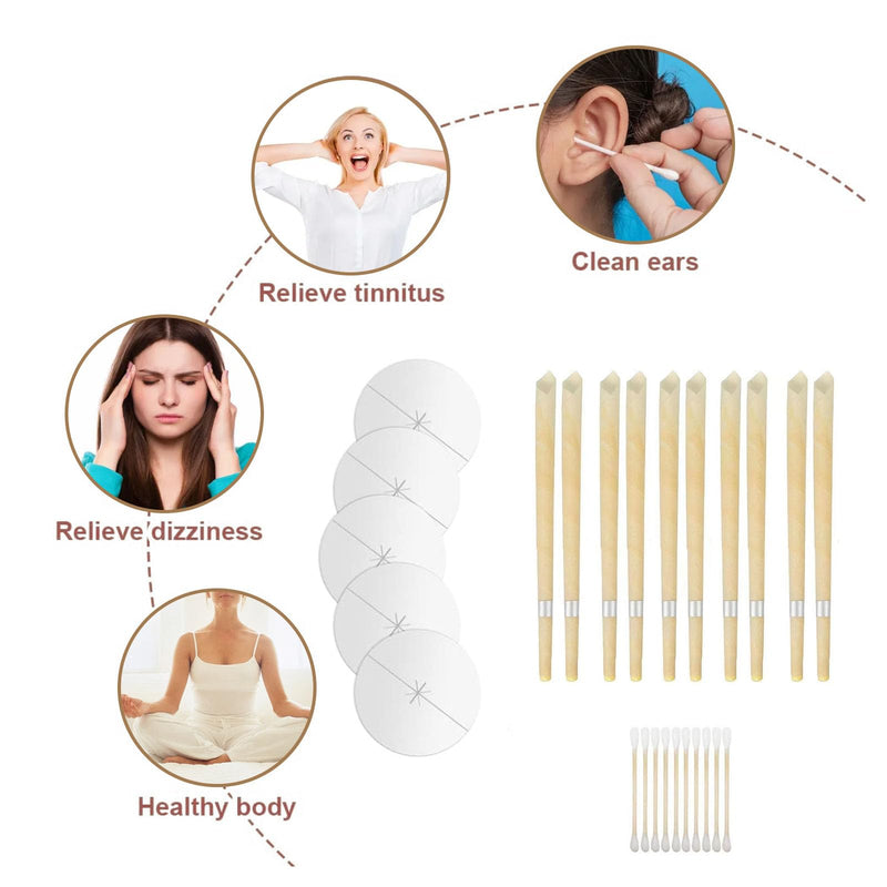 Pack Of 20 Ear Candles, Ear Wax Remover, Ear Cleaning Set With 10 Pieces Protective Discs, 20 Pieces Cotton Buds, 1 Piece Ear Spoon, Ear Candles For Relaxing And Cleaning - NewNest Australia