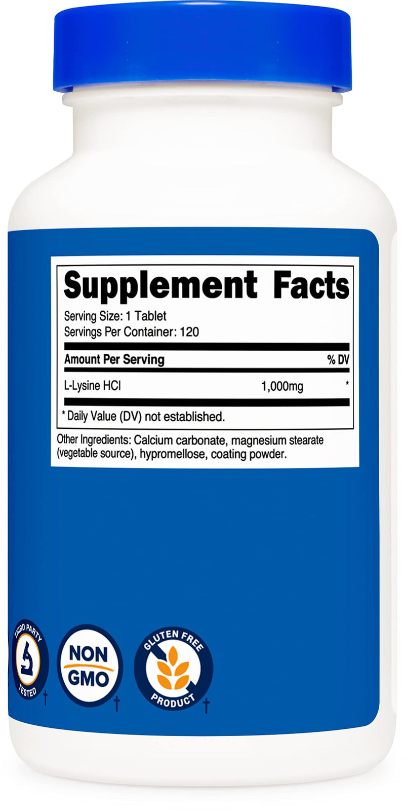 Nutricost L-Lysine 1000mg, 120 Tablets - Gluten Free, Non-GMO, and Vegetarian Friendly - NewNest Australia