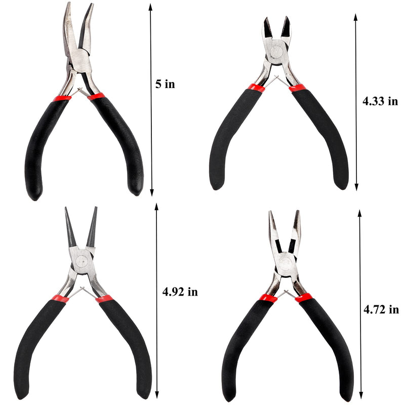 4 Pack Jewelry Pliers Jewelry Making Pliers Tools Kit with Needle Nose Pliers/ Chain Nose Pliers, Round Nose Pliers, Bent Nose Pliers Wire Cutters for Wire Wrapping Earring Craft Making Supplies,Black - NewNest Australia