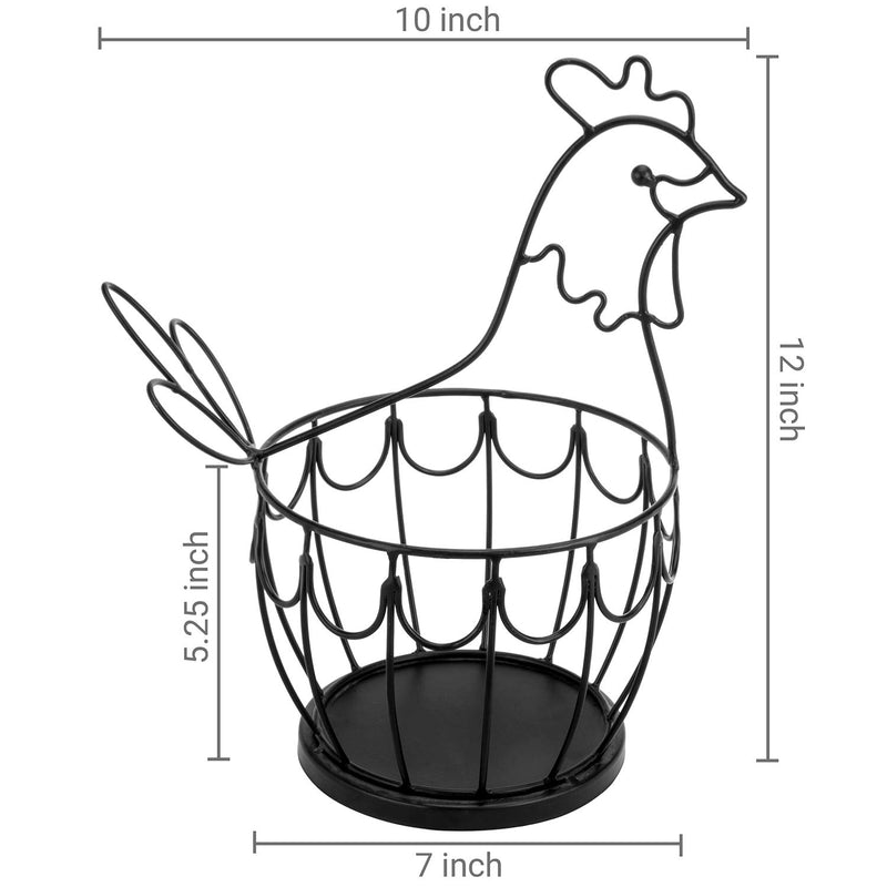 NewNest Australia - MyGift Farmhouse Style Decorative Black Metal Wire Chicken Egg Storage Display Basket 