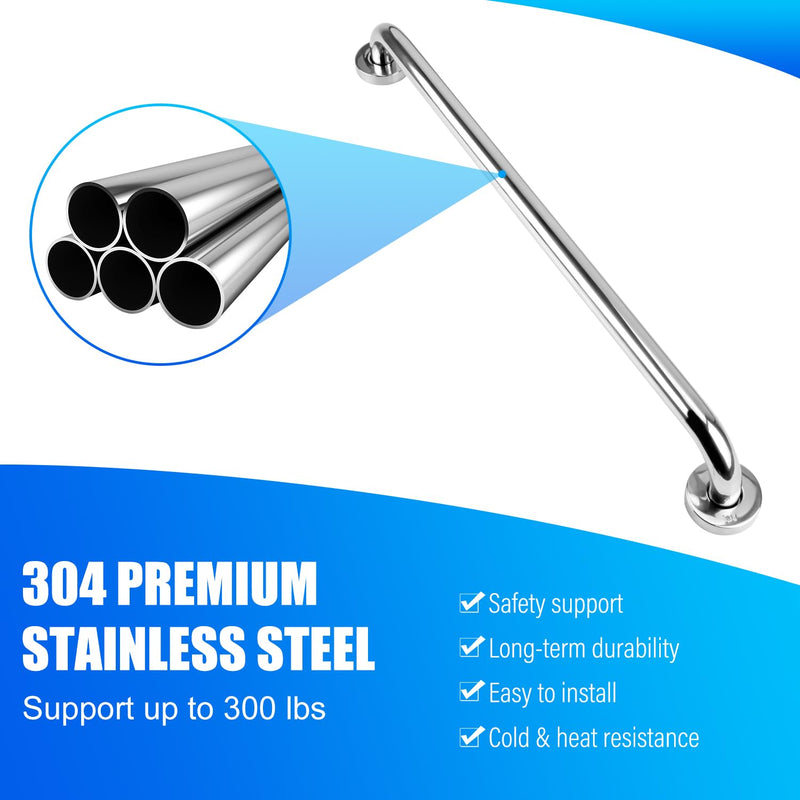 supregear Bathroom Grab Bar Rail, 50 cm 304 Stainless Steel Bathroom Handle, Safety Handle, Indoor/Outdoor Auxiliary Handle for Kitchen Bedroom Bathtub, Shower and Steps - NewNest Australia