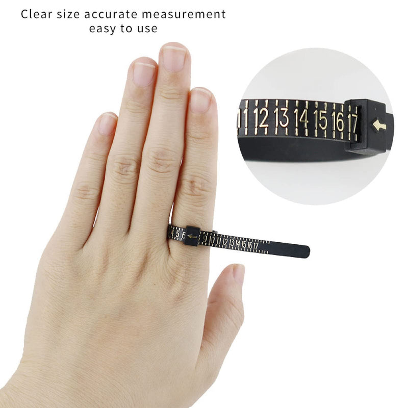 1 Pack US Ring Sizer Measuring Gauge, 1-17 US Rings Size, Plastic Finger Sizing Measure Tool, Reusable, Black - NewNest Australia