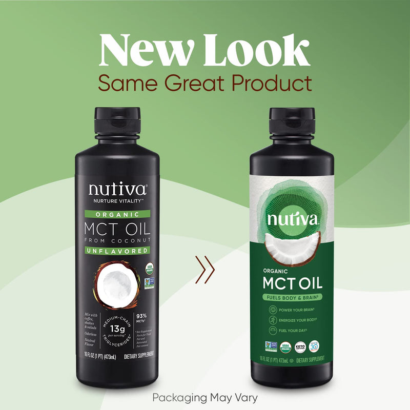 Nutiva Organic MCT Oil, Unflavored, 16 Oz, USDA Organic, Non-GMO, Non-BPA, Whole30 Approved, Vegan, Gluten-Free & Keto, 14g MCT per Serving & Neutral Flavor for Coffee, Shakes and Salads 16 Ounce (Pack of 1) - NewNest Australia