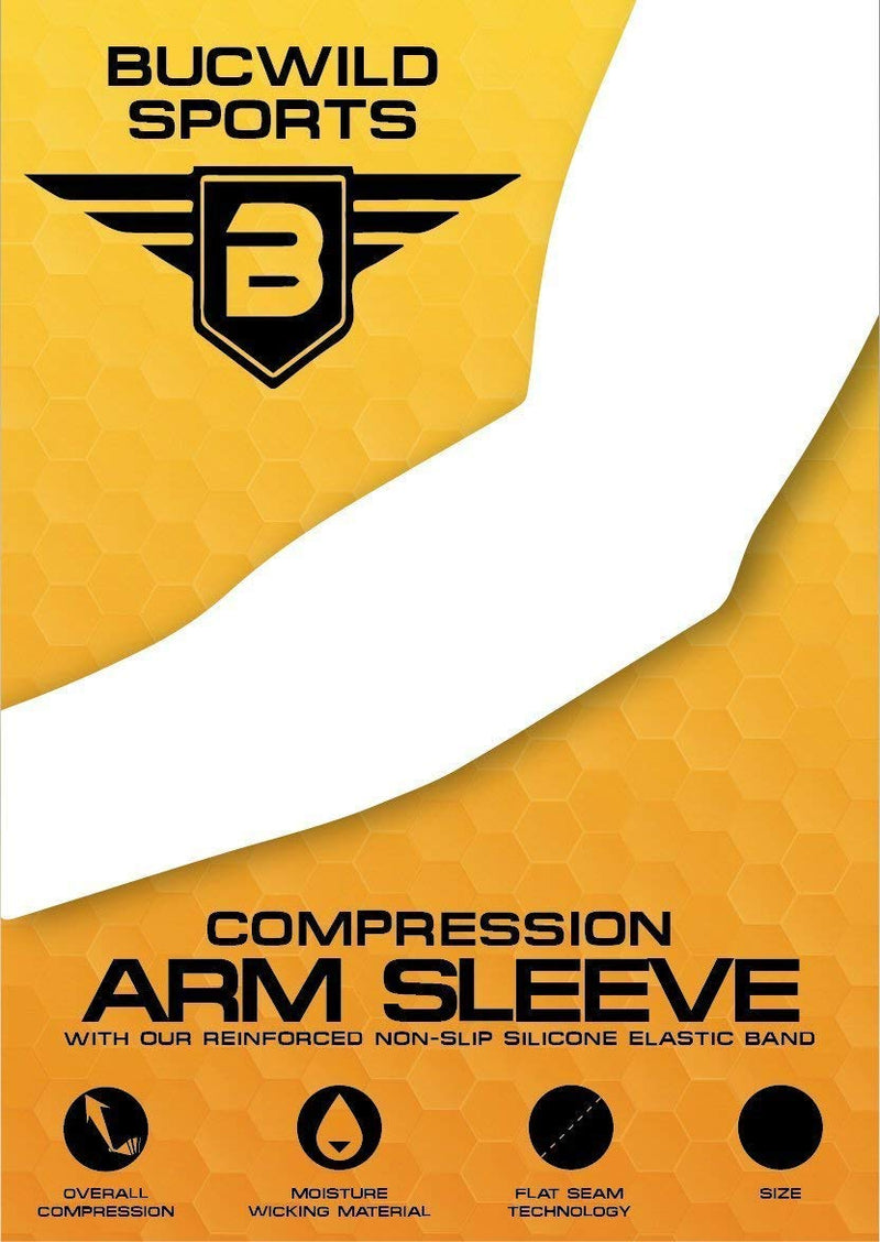 Bucwild Sports Compression Arm Sleeve - Youth & Adult Sizes - Baseball Football Basketball Sports (1 Arm Sleeve) Green/Yellow/White X-Large - NewNest Australia