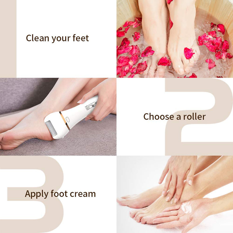 Electric Foot File, DIOZO Rechargeable Waterproof Hard Skin Remover with 3 Rollers and 2 speeds, Remove Cracked Heels and Dead Skin Within Minutes - NewNest Australia