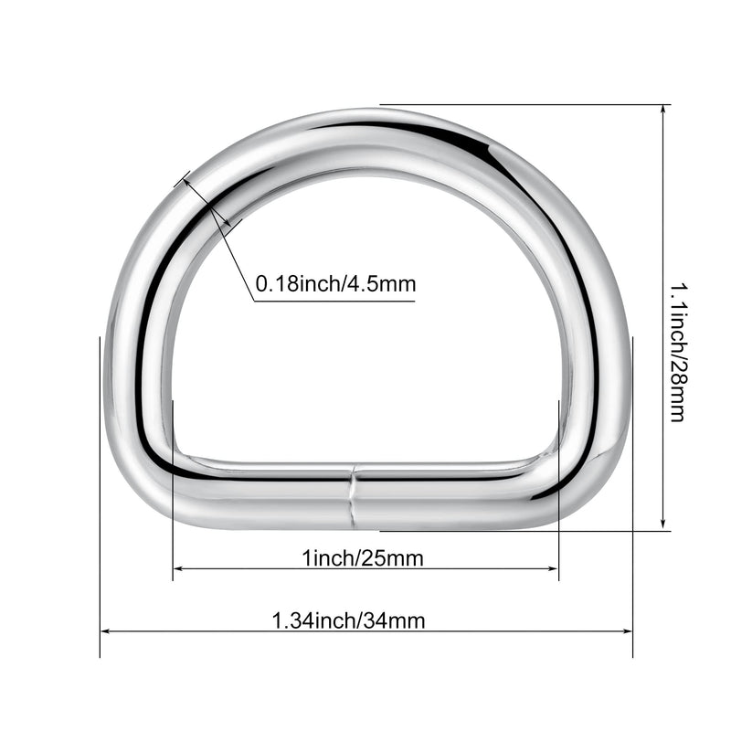 D Ring Metal Rectangle Rings welded 1"Thick 4.5mm Strong Webbing Buckle Multi-Purpose for DIY Sewing Bag Belt dog Accessorie D-ring,1"x10pcs - NewNest Australia