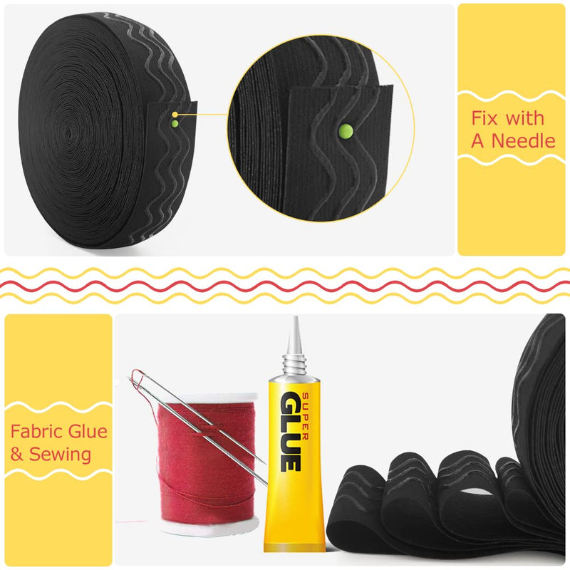 SmiLife Elastic Silicone Gripper Band for Clothing, Non Slip Sewing Elastic Band, 1 Inch x 12 Yards, Black - NewNest Australia