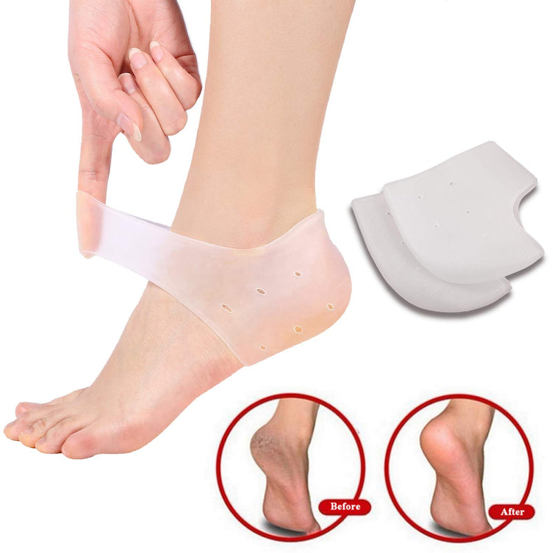 Silicone Gel Heel Sleeve, 1 Pair Moisturizing Socks Heel Protect Dry Cracked Foot Sleeves Pain Relief (White) White - NewNest Australia