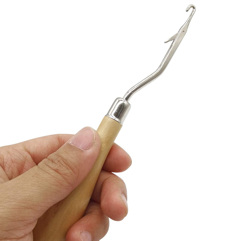ROYHOO 10PCS Wooden Bent Latch Hook Tool Knitting Tool Needle Hook with Wood Handle for Crafts Carpet - NewNest Australia