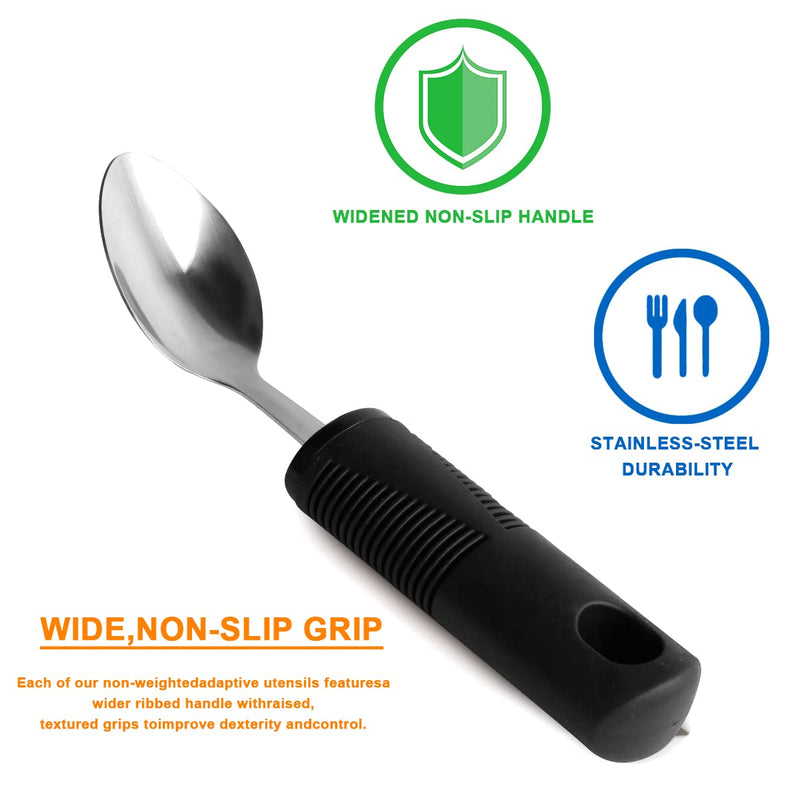 Maotrade 4-Piece Easy Grip Cutlery Set Fork Teaspoon Tablespoon Knife Non-Slip Handles Against Hand Shaking, Not Weighted Adaptive Utensils For Elderly People, Arthritis, Parkinson'S Disabled - NewNest Australia