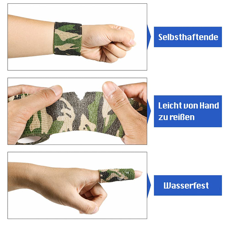Qigui 8 Rolls Self-Adhesive Cohesive Bandage Camouflage Tape Cohesive Bandage Plaster Bandage Finger Plaster Bandage Bandage Fixing Bandage Elastic Bandage For Hunting Sports Outdoors 5 Cm - NewNest Australia