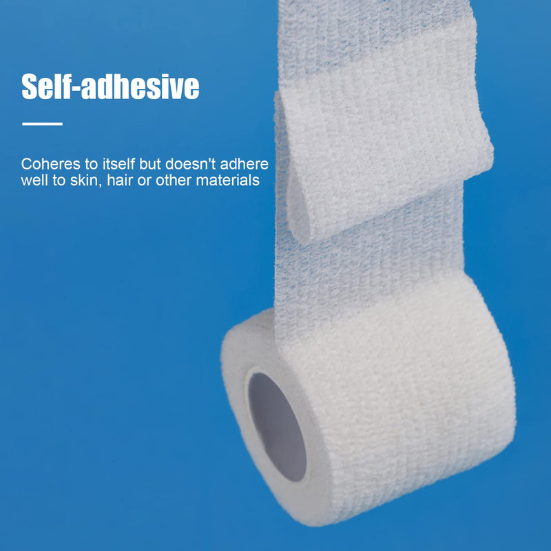 6 Rolls Cohesive Bandage, 2" x 5 Yards Self Adherent Wrap Medical Tape Breathable Elastic Adhesive Bandage Athletic Sports Tape for Finger Ankle Wrist (White) White - NewNest Australia