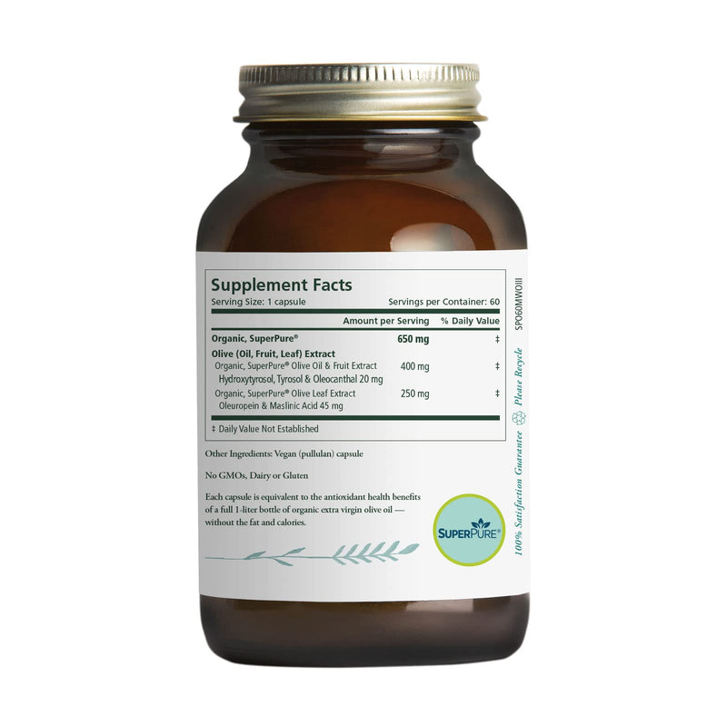 Pure Synergy SuperPure Olive Extract | 60 Capsules | Made with Organic Ingredients | Non-GMO | Vegan | with Olive Oil Extract and Olive Leaf Extract - NewNest Australia