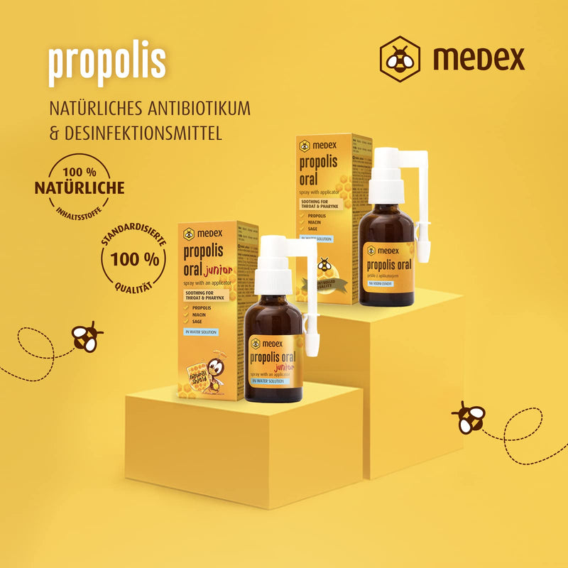 Medex Propolis Oral, Mouth And Throat Spray, Water-Based, Without Alcohol; With Honey, Sage, Niacin, Echinacea, Standardized Amount Of Bioflavonoids, With Applicator, 30 Ml - NewNest Australia