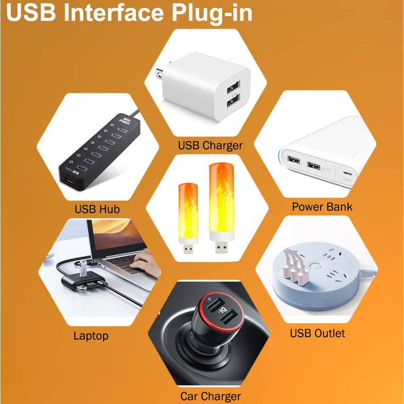 BukNikis USB Interface Plug-in LED Flame Light, Orange Flickering Flameless Candles Night Light for Home Decor Reading Sleeping Dating Camping - NewNest Australia