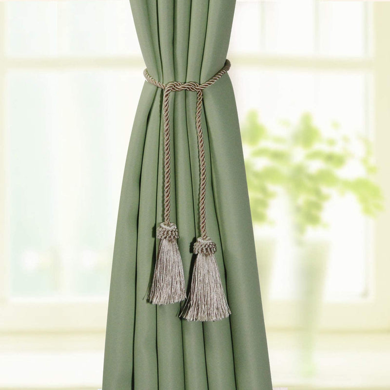 Fenghuangwu Curtain Tiebacks Handmade Decorative Curtain Holdbacks Rope with Tassel (Beige, 6) Beige - NewNest Australia