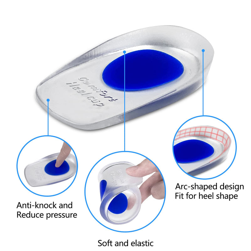 Newpop 3 pairs of heel spur insoles, gel heel cups, silicone, professional heel cushion insoles, heel pads for shoes, orthopedic gel insoles for relieving plantar fasciitis, Achilles pain (S) S (34-39) - NewNest Australia