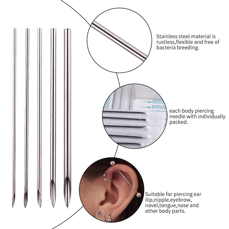 Ear Nose Piercing Needles - TC Mix body piercing needles 12g.14g.16g.18g.20g Individualized Package for Piercing Needle Supplies Piercing Kit (50 MIX) 50 Piece Assortment - NewNest Australia