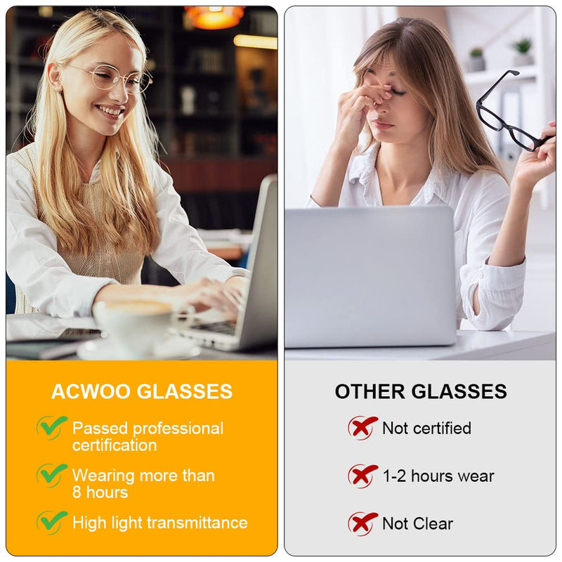 ACWOO Blue Light Filter Glasses, Set of 2 Round Anti Blue Light PC Gaming Glasses Fashion Glasses, Metal Blue Light Blocking Glasses, Retro Without Strength Blue Filter Glasses for Women Men (Gold + Black) Round (Gold + Black) - NewNest Australia