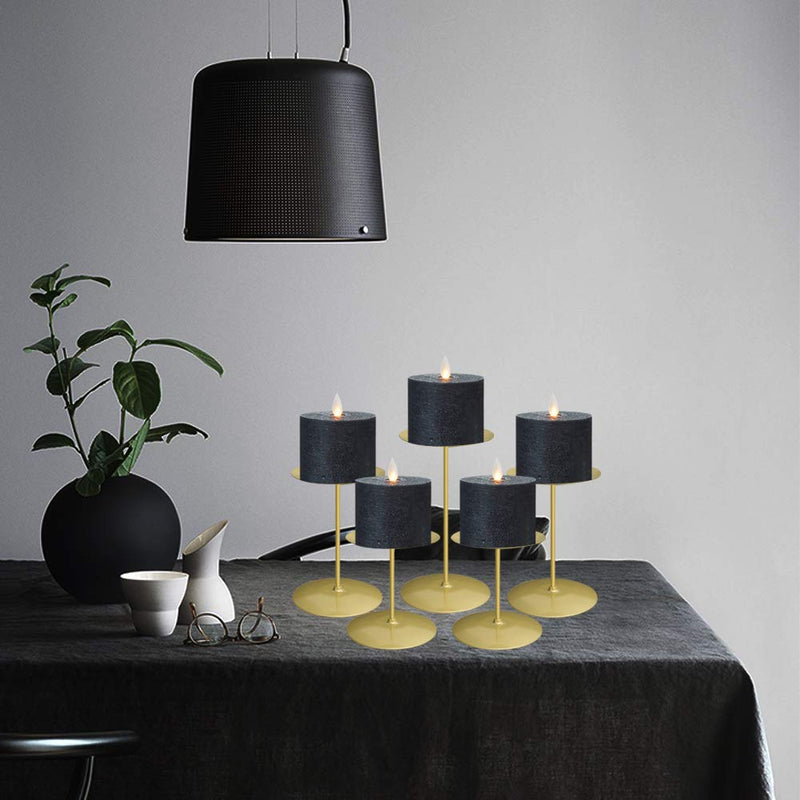 NewNest Australia - smtyle Candle Holder Wax Centerpiece Set of 5 Plate for Table or Floor with Gold Iron 