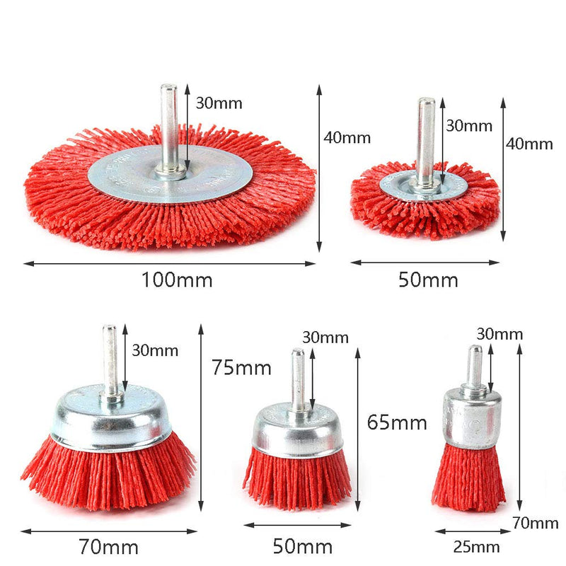 KuoFu 5Pcs Nylon Filament Abrasive Wire Brush Kit for Drill Rotary Tool 1/4 inch Shank - NewNest Australia