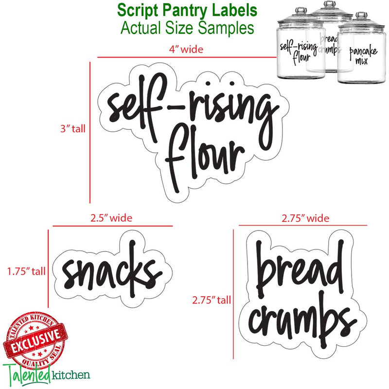 NewNest Australia - Talented Kitchen 157 White Script Pantry Labels – White Pantry Label Sticker Ingredients. Water Resistant, Food Jar Labels. Jar Decals f/Pantry Organization Storage (Set of 157 – White Script Pantry) 