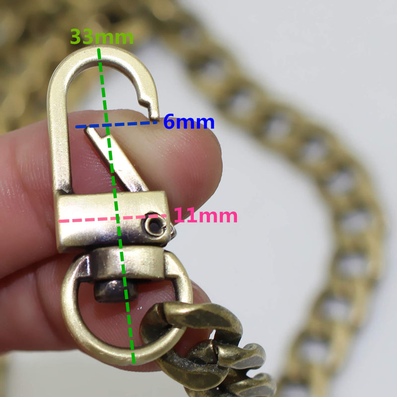 Model Worker DIY Iron Flat Chain Strap Handbag Chains Purse Chain Straps Shoulder Cross Body Replacement Straps with Metal Buckles (23.6", Bronze) 23.6" - NewNest Australia