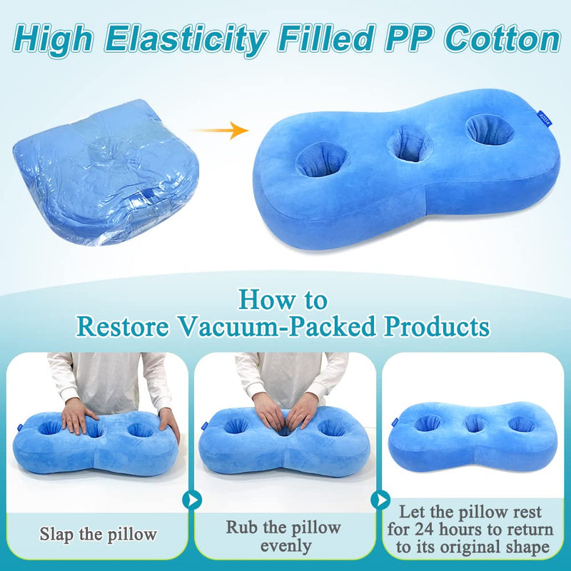 Piercing Pillow For Side Sleepers, Ear Protection, Cnh Pillow With Ear Holes For Pressure Points, Ear Pain Relief, Headphones, Donut Cushion For Head, Ear Cushion, Side Sleeping Pillow (Blue) - NewNest Australia