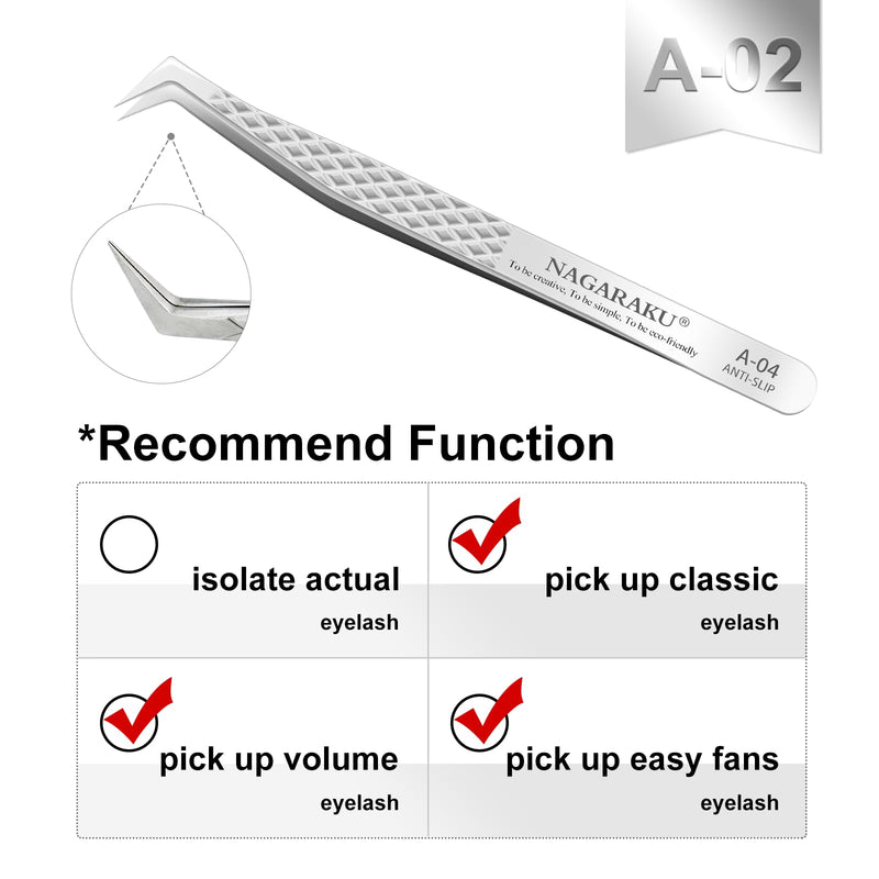 Nagaraku Tweezers For Eyelash Extension, Professional Precision Tweezers, Diamond Handle, Curved Volume Cluster Eyelashes, Easy Fan, Prefabricated Fan Tweezers, Stainless Steel Eyelash Tweezers (A-04) - NewNest Australia