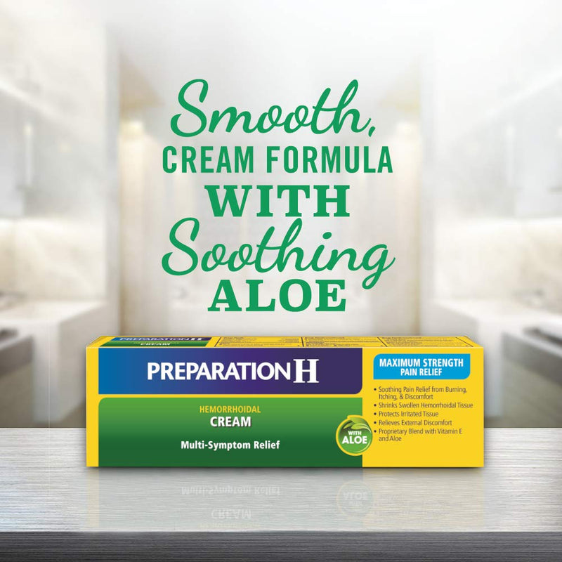PREPARATION H Hemorrhoid Symptom Treatment Cream, Multi-Symptom Pain Relief with Aloe, Tube (1.8 Ounce) - NewNest Australia