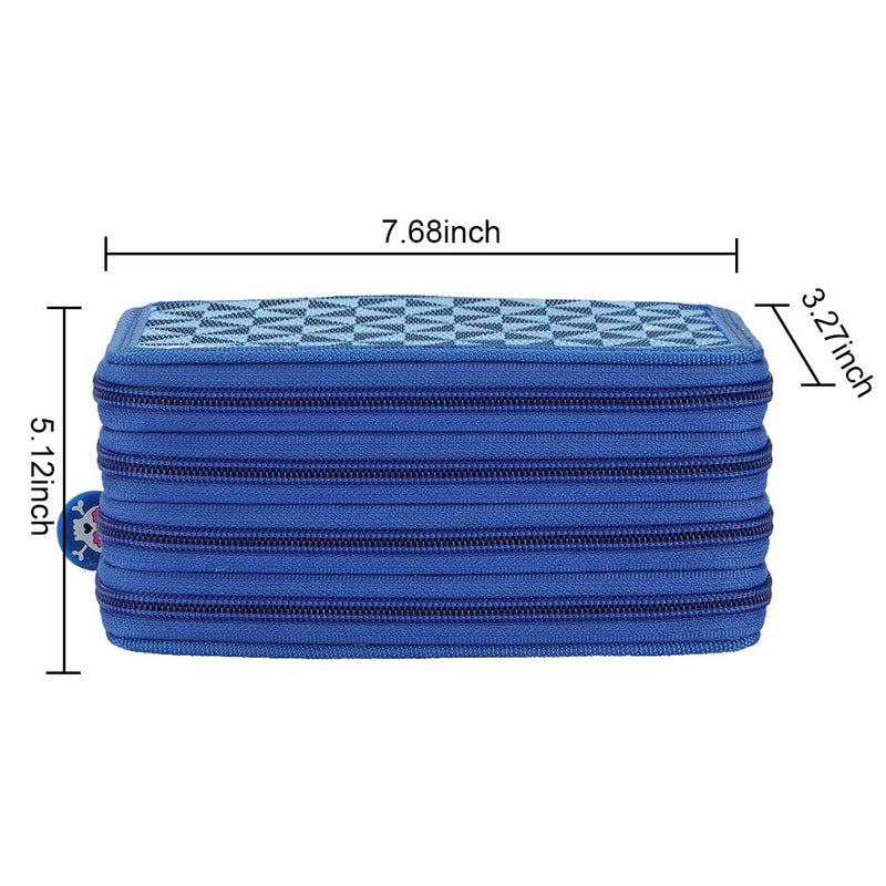 72 Slots High Capacity Zipper Pens Pencil Case Blue Plaid - NewNest Australia