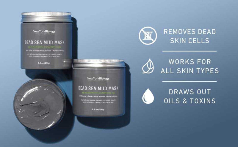 New York Biology Dead Sea Mud Mask for Face and Body Infused with Eucalyptus - Spa Quality Pore Reducer for Acne, Blackheads and Oily Skin - Tightens Skin for A Healthier Complexion - 8.8 oz 8.8 Ounce (Pack of 1) - NewNest Australia