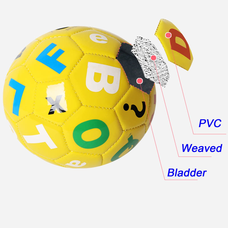 Soccer Ball Size 2 Yellow with Random Letter and Number Suitable for Kids Toddler Boy Gift Training Practice 2-6 Years Old - NewNest Australia