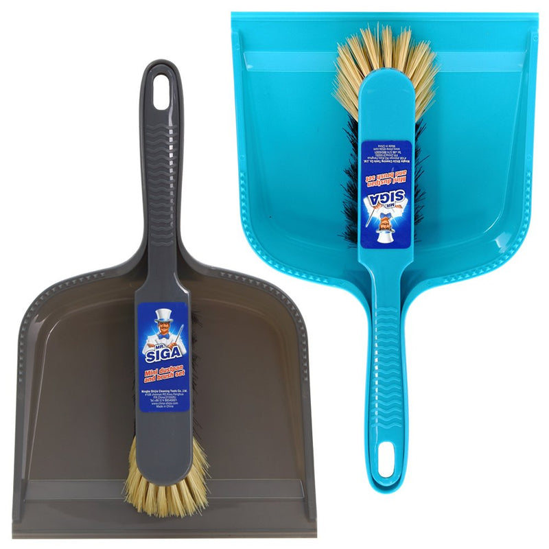 MR. SIGA Dustpan and Brush Set, Pack of 2 Set, Blue & Grey - NewNest Australia